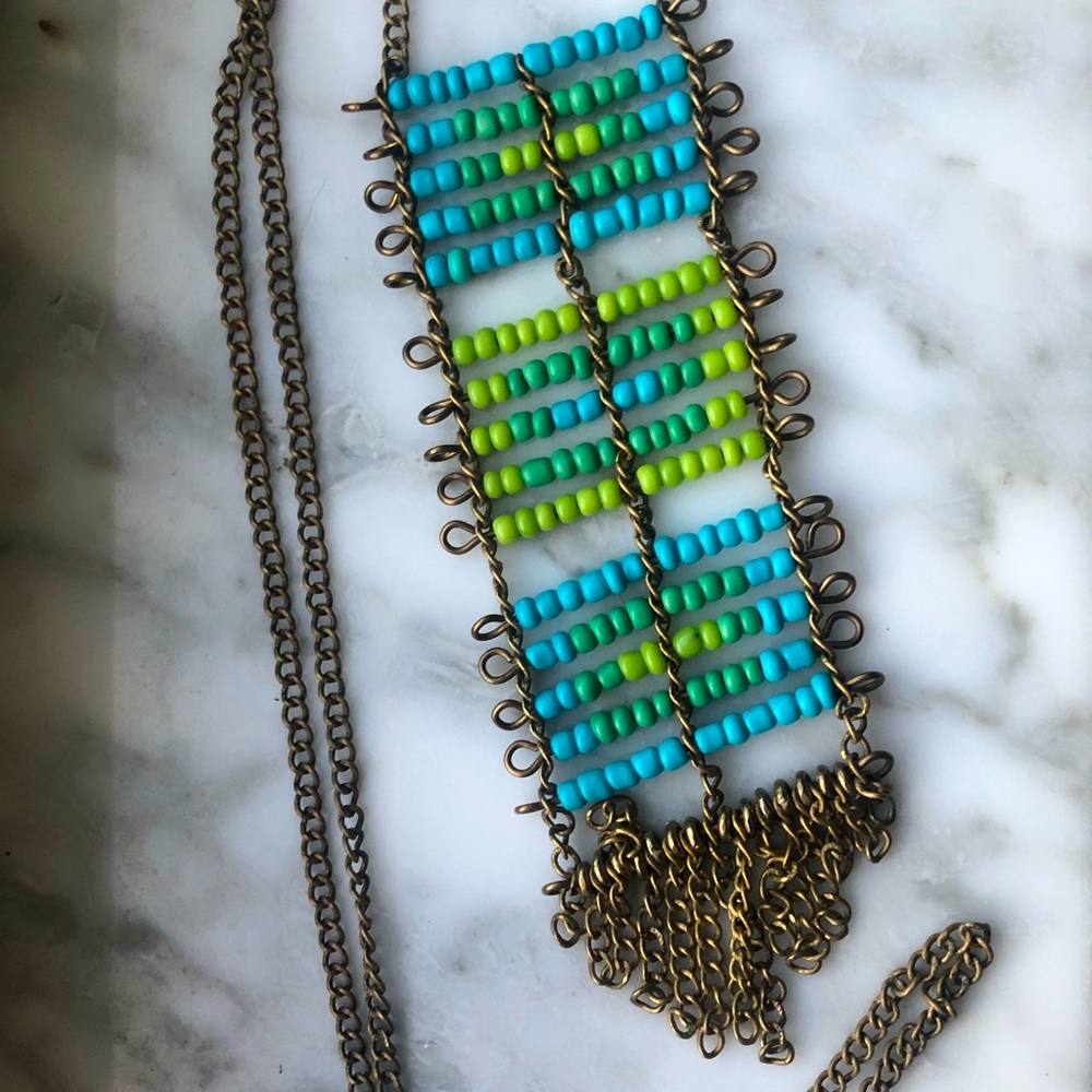Handmade Karama Turquoise beaded long necklace